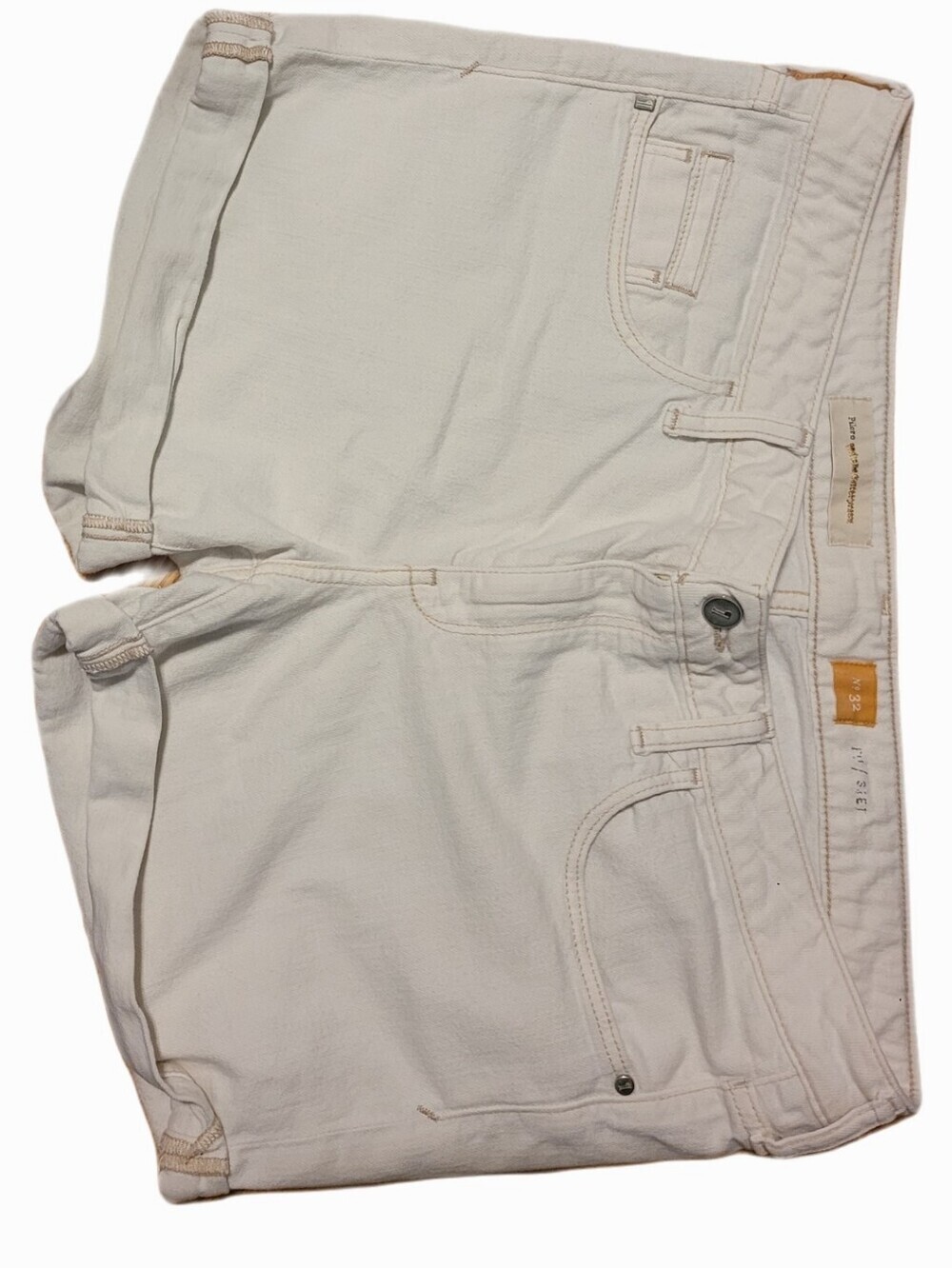 Pilcro Anthropologie Shorts Cream Rolled-Hem Midrise Jean Shorts 32